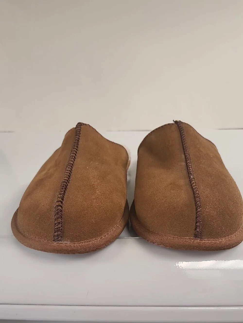 Dearfoams Brown Suede Shearling-Lined Slip-On Loafers - Size 11